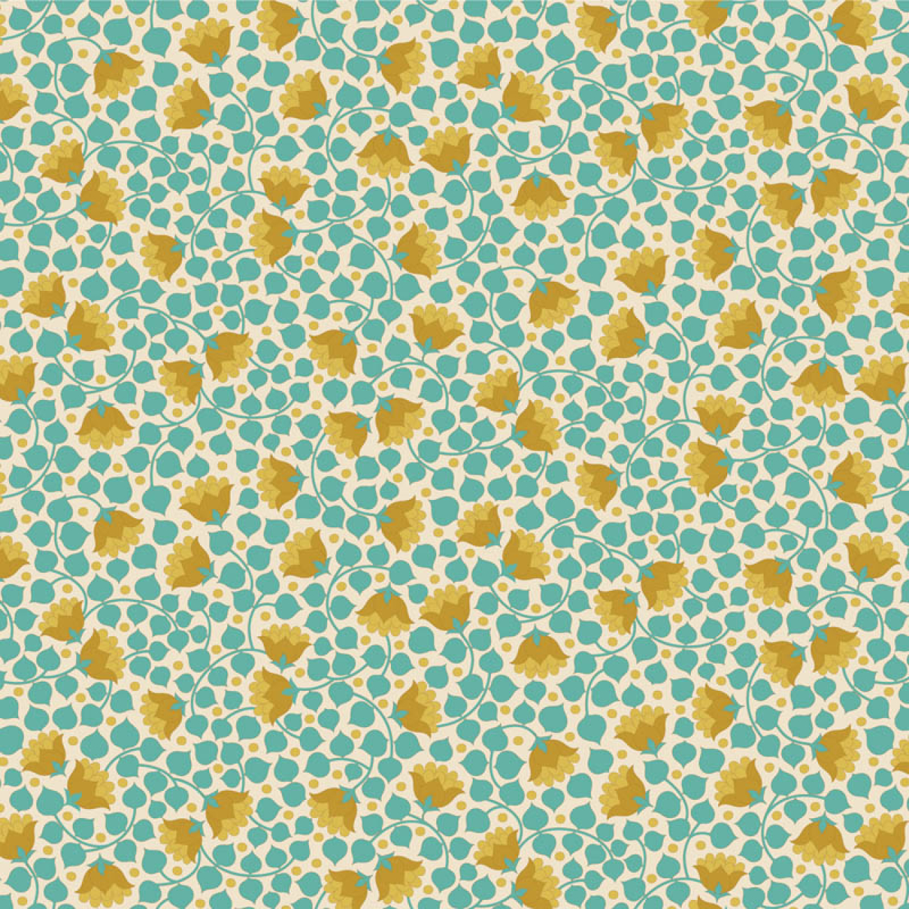 Tilda Patchwork Stoff Baumwolle - Wallflower - Bellflower Teal